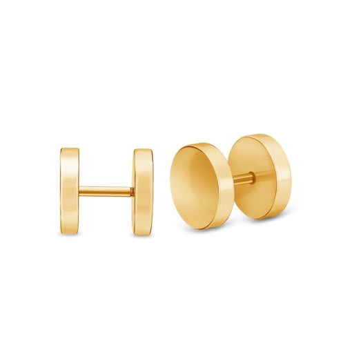 Stainless Steel Men’s 6mm Circle Stud | Gold Tone