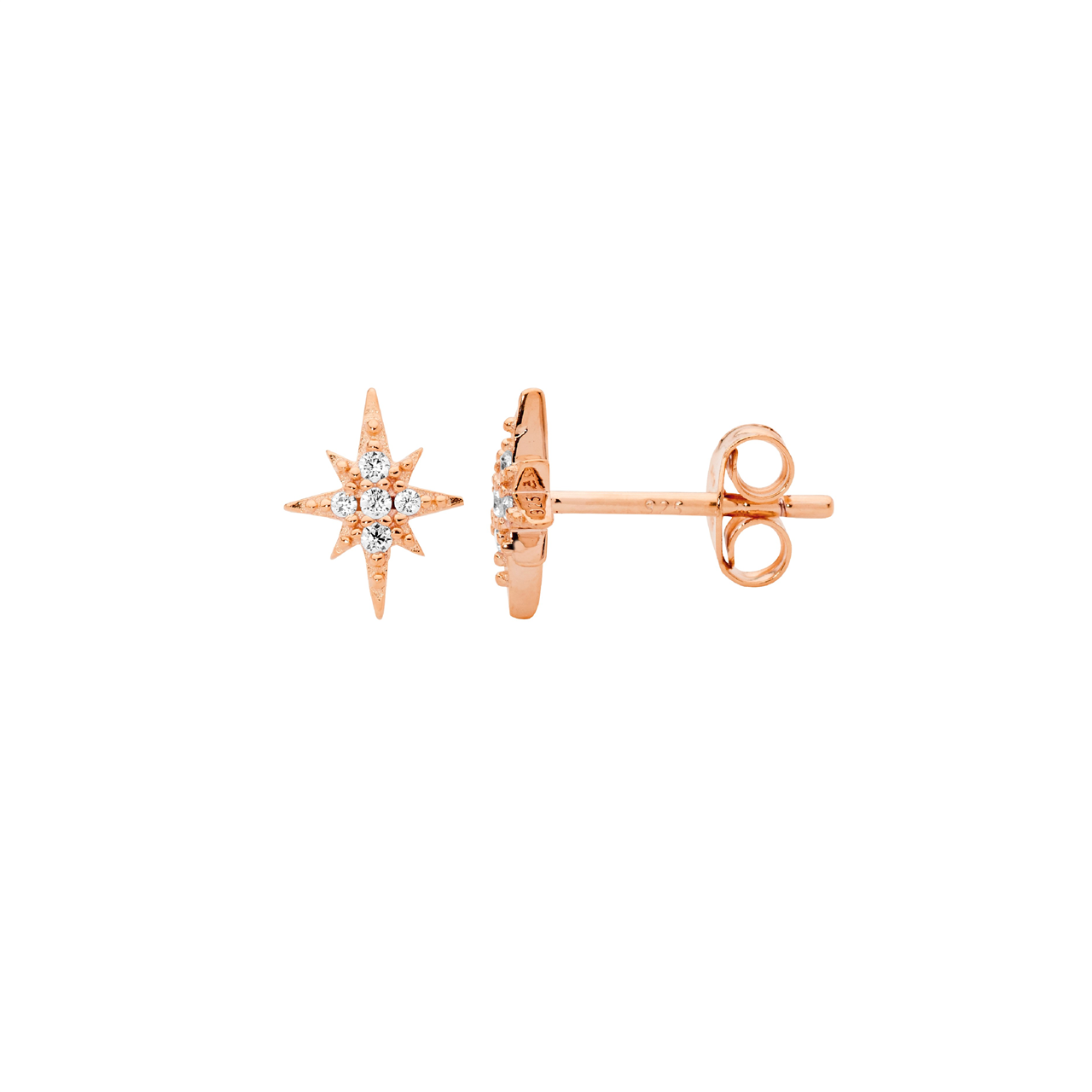 Sterling Silver Rose Gold Plated Stud Earrings