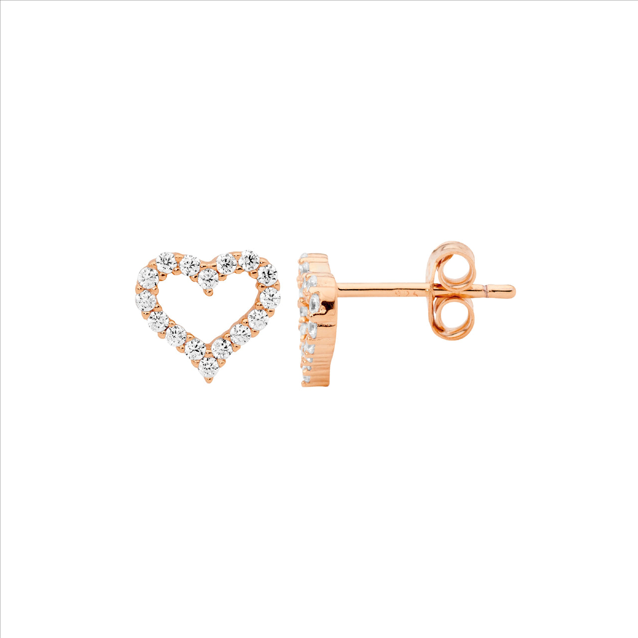Sterling Silver Gold Plated Cubic Zirconia Heart Earrings