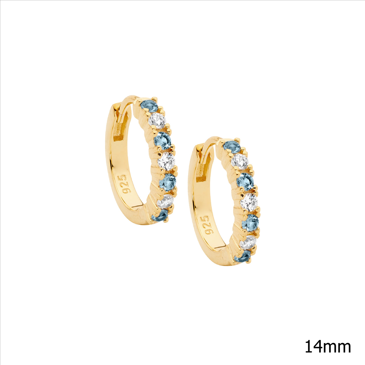 Sterling Silver Gold Plated Cubic ZirconiaHuggie Earrings