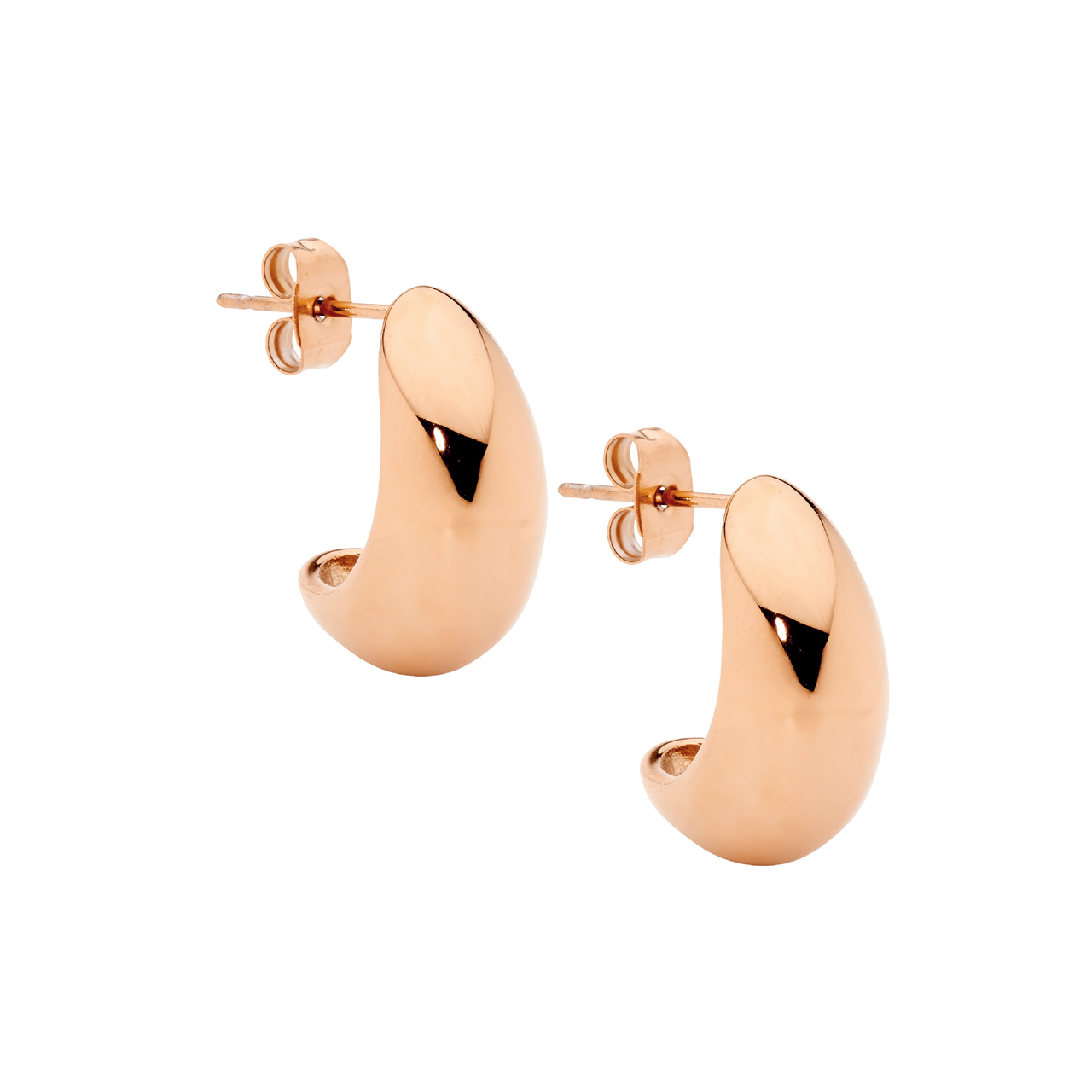 Stainless Steel Teardrop Earrings w/ Rose Gold IP Plated