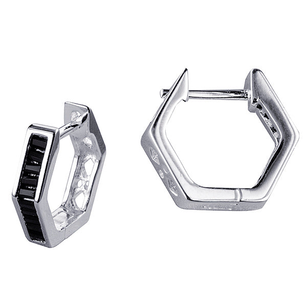 Sterling Silver Hexagon Huggies