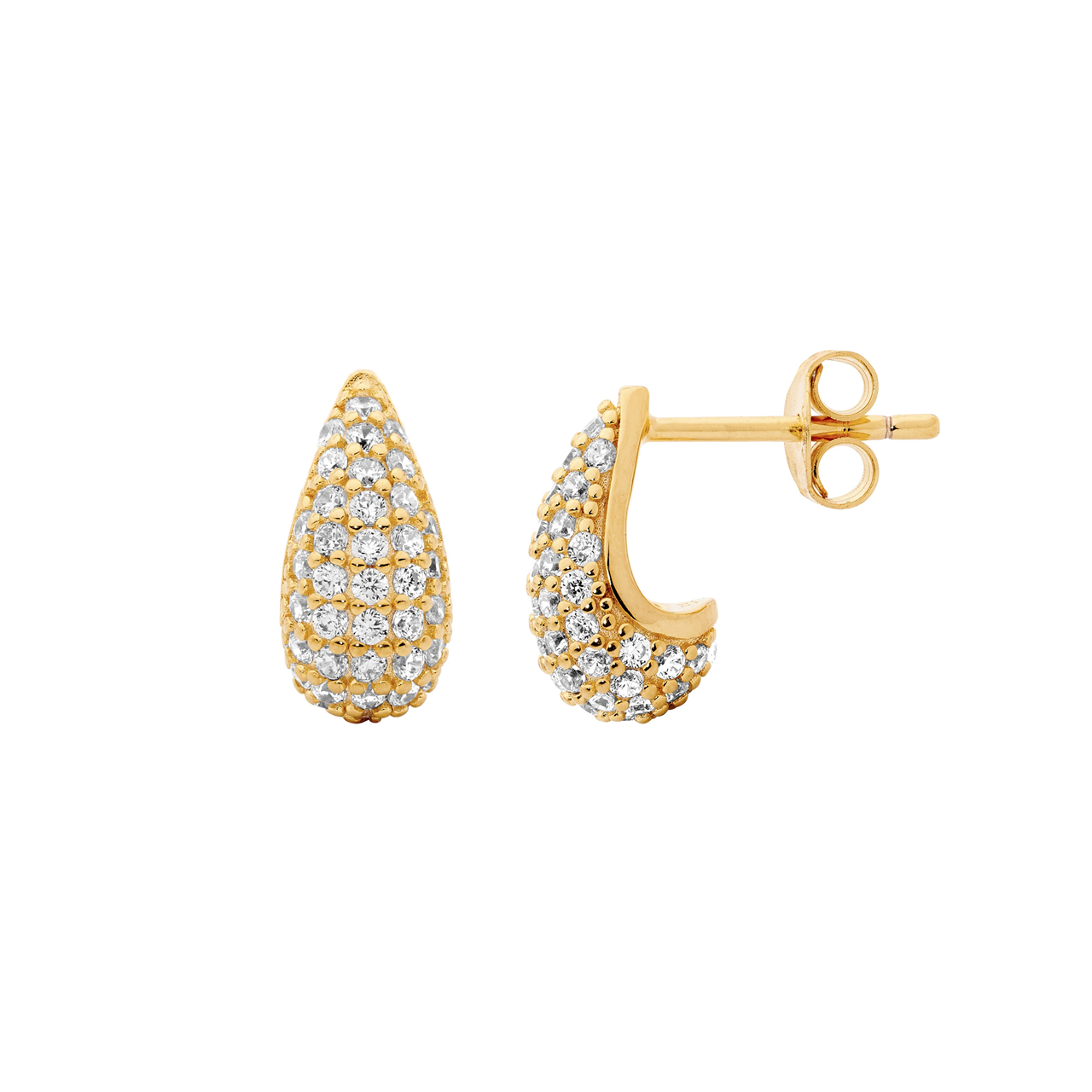 Sterling Silver Gold Plated Cubic Zirconia Tear Drop Earrings