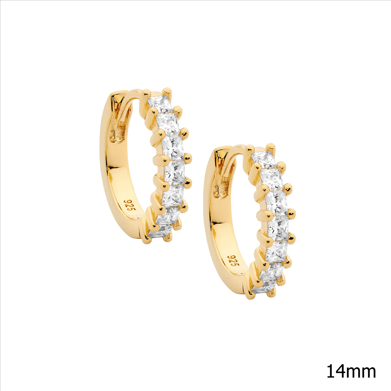 Sterling Silver Cubic Zirconia Huggie Earrings | Gold Plating