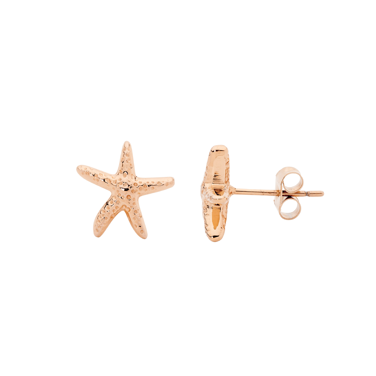 Stainless Steel Starfish Stud Earrings | Rose Gold IP Plated