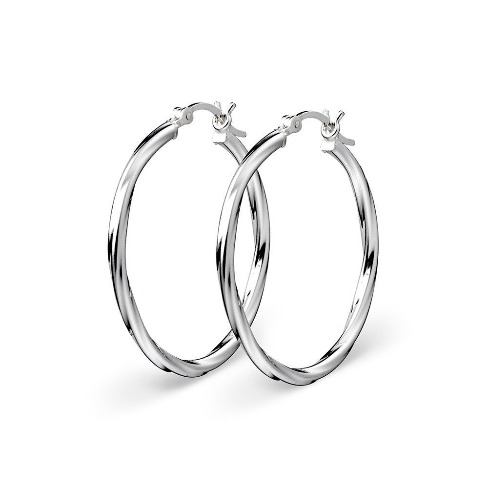 Sterling Silver Twist Hoop Earrings