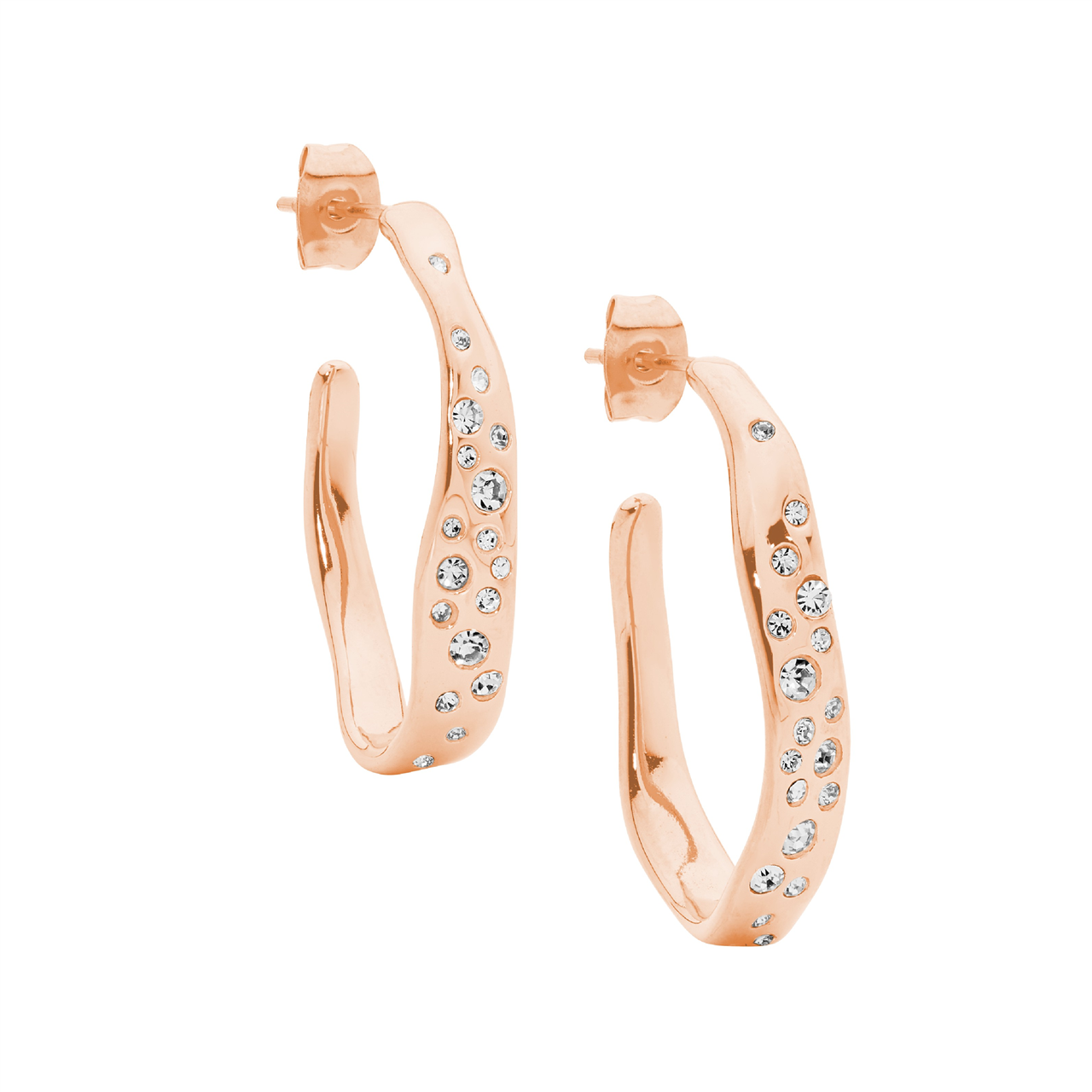 Stainless Steel Stud Hoop Earrings | Rose Gold IP Plated