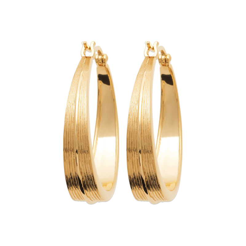 18ct Yellow Gold Plated Textured Hoops