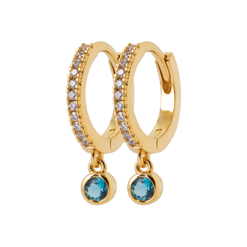 18ct Yellow Gold Plated Cubic Zirconia Drop Huggie Earrings