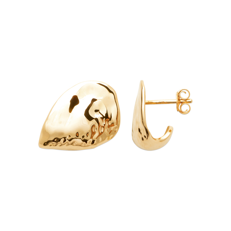 18ct Yellow Gold Plated Hammered Stud Earrings