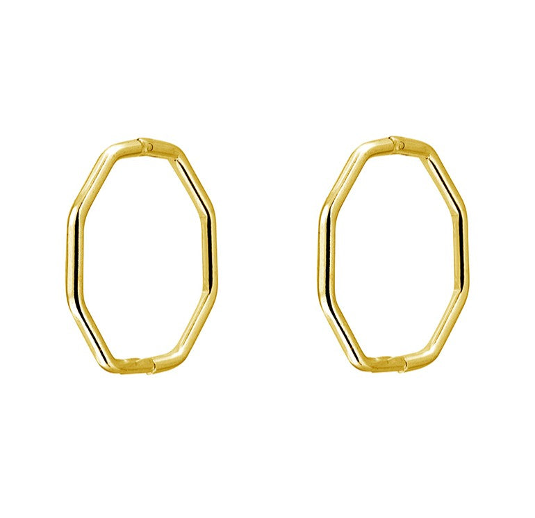 Sterling Silver Hinged Octagonal Sleepers | Gold Plated