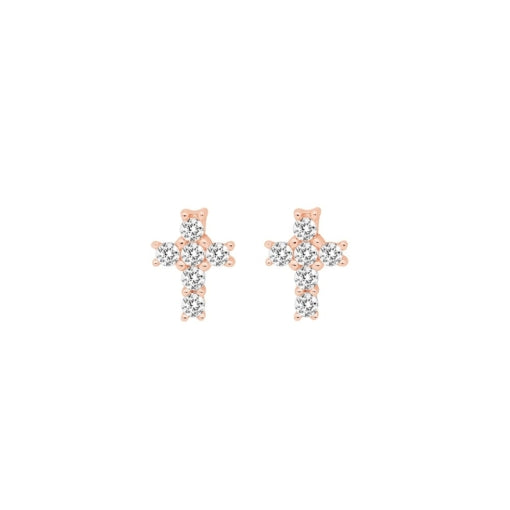 Sterling Silver Rose Gold Plated Cross Stud Earrings