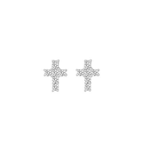 Sterling Silver Cross Stud Earring | CZ Set