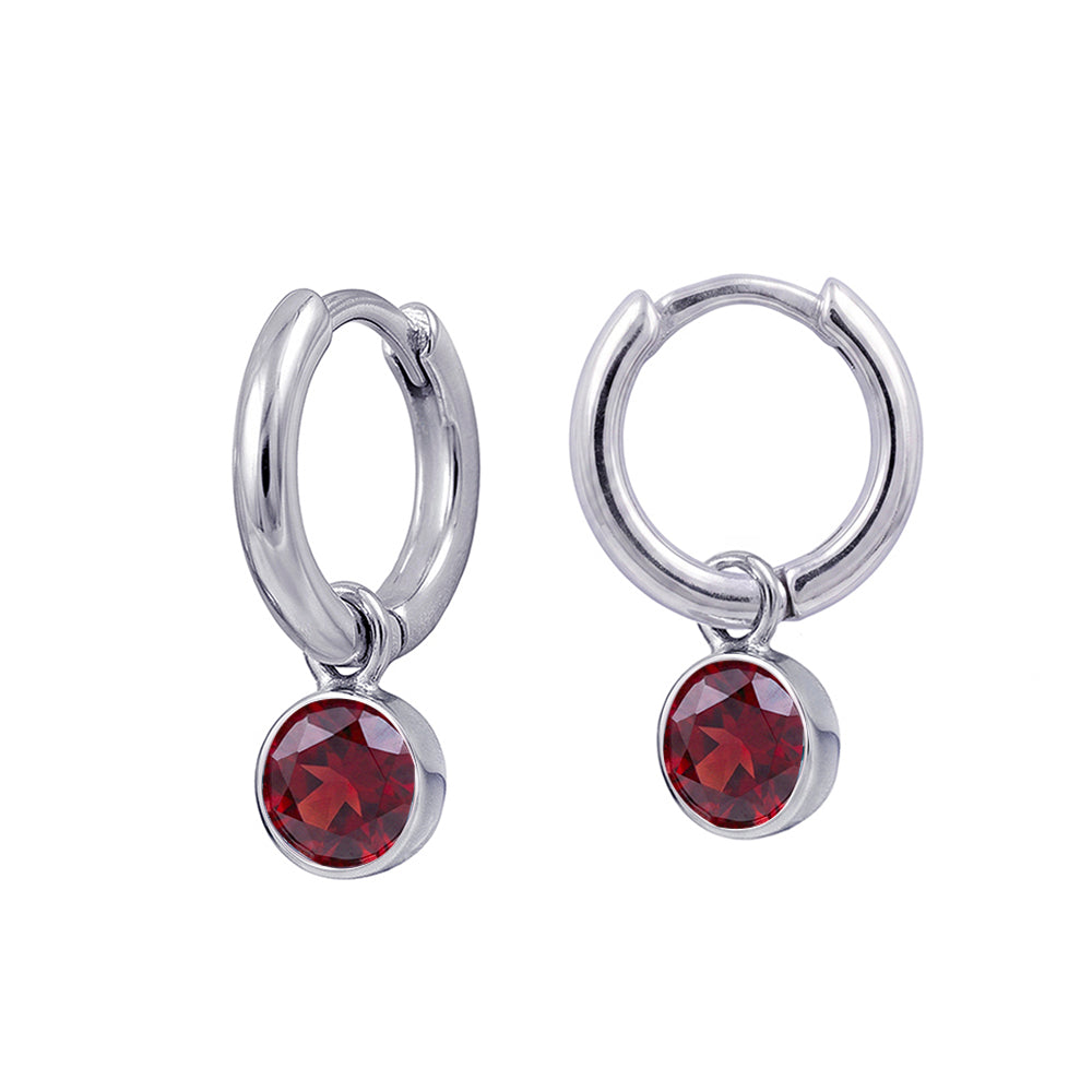 Sterling Silver Birthstone Huggie | January