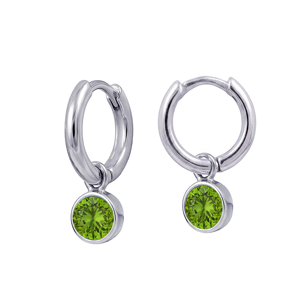 Sterling Silver Birthstone Huggie | August