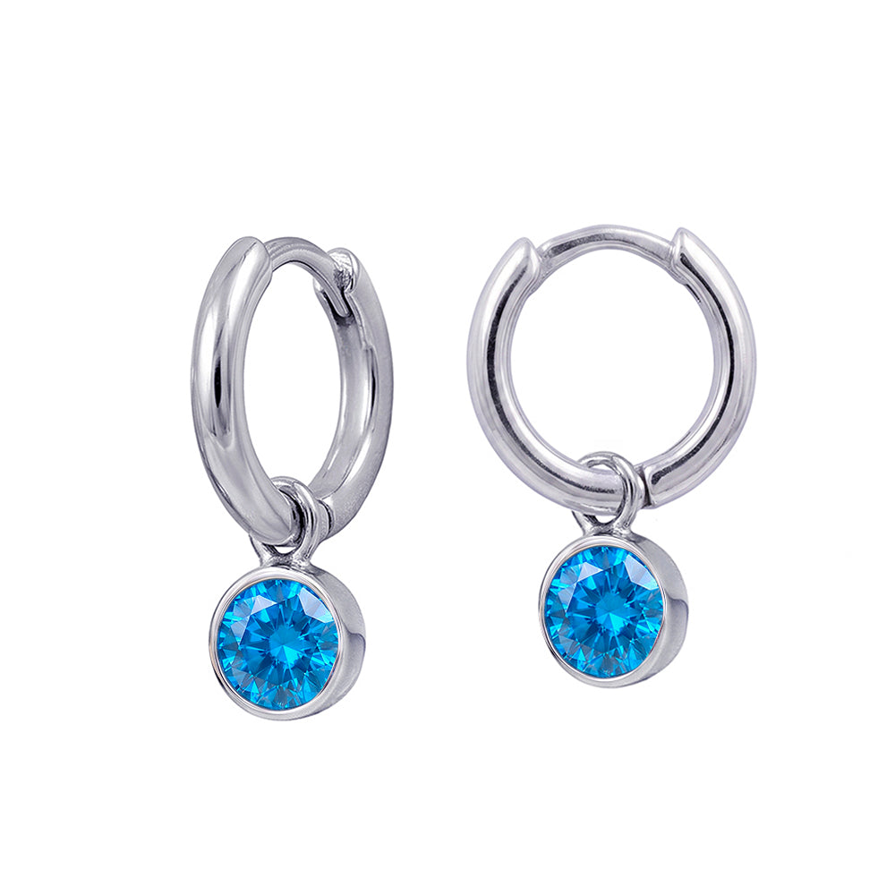 Sterling Silver Birthstone Huggie | December