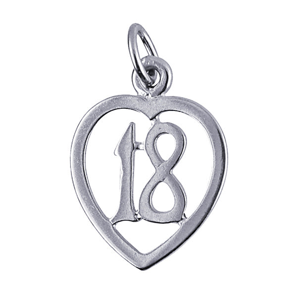 Sterling Silver "18" Cutout Heart Charm
