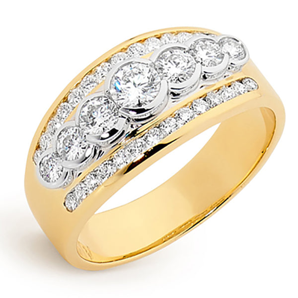 18ct Yellow and White Gold Diamond Ring