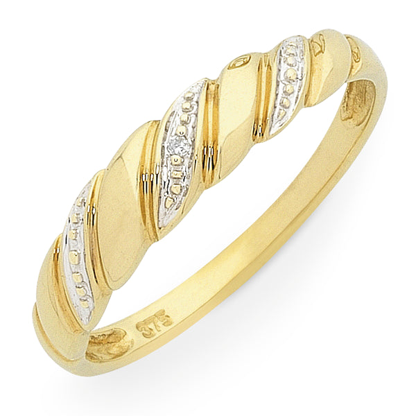 9ct Yellow Gold Diamond Set Ring