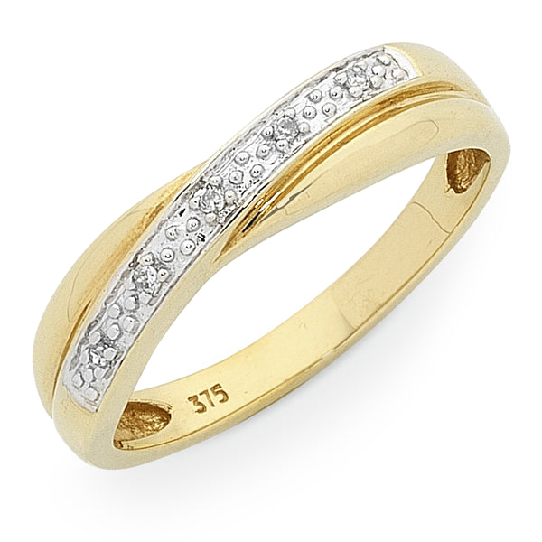 9ct Yellow Gold Diamond set ring