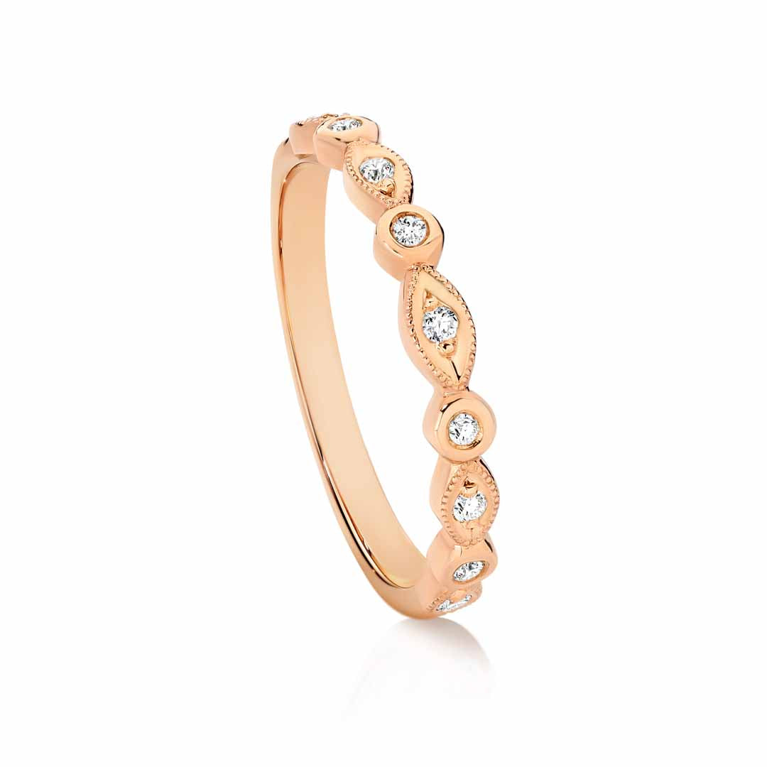 9ct Rose Gold Diamond Stacker Ring