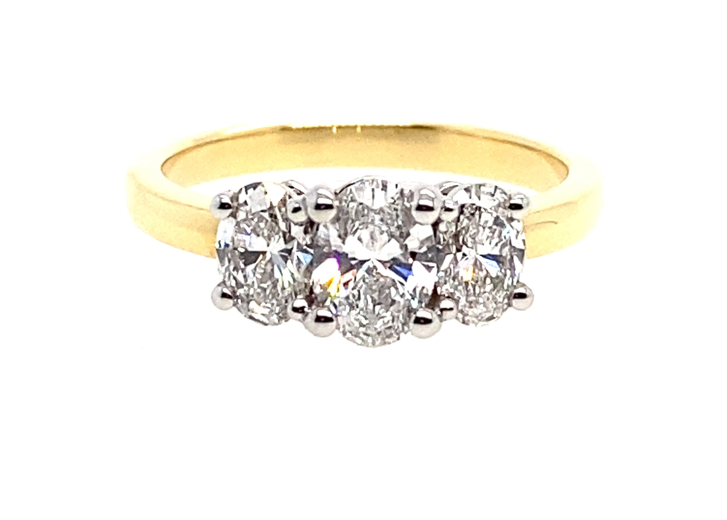 18ct Two Tone Lab Grown Diamond Oval Trilogy Ring