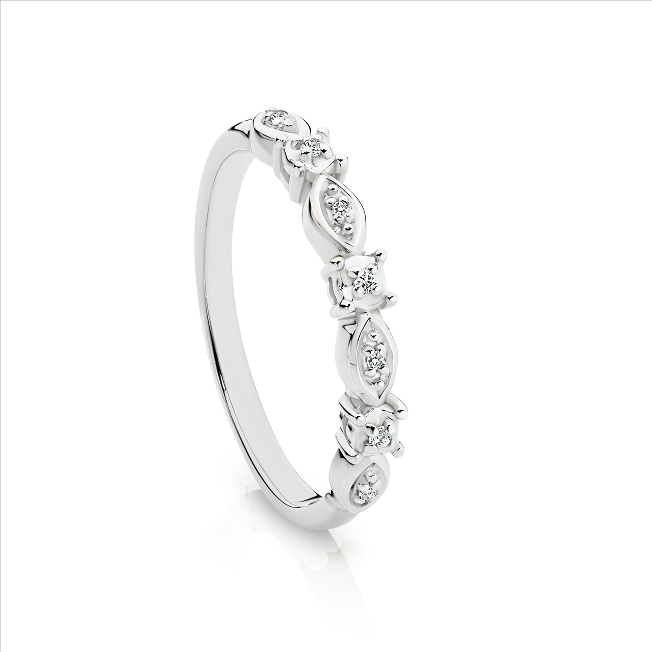 9ct White Gold Diamond Band