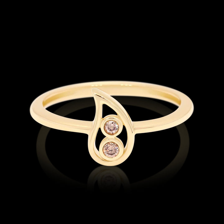 Dreamtime 9ct Yellow Gold Diamond Tear Drop Ring