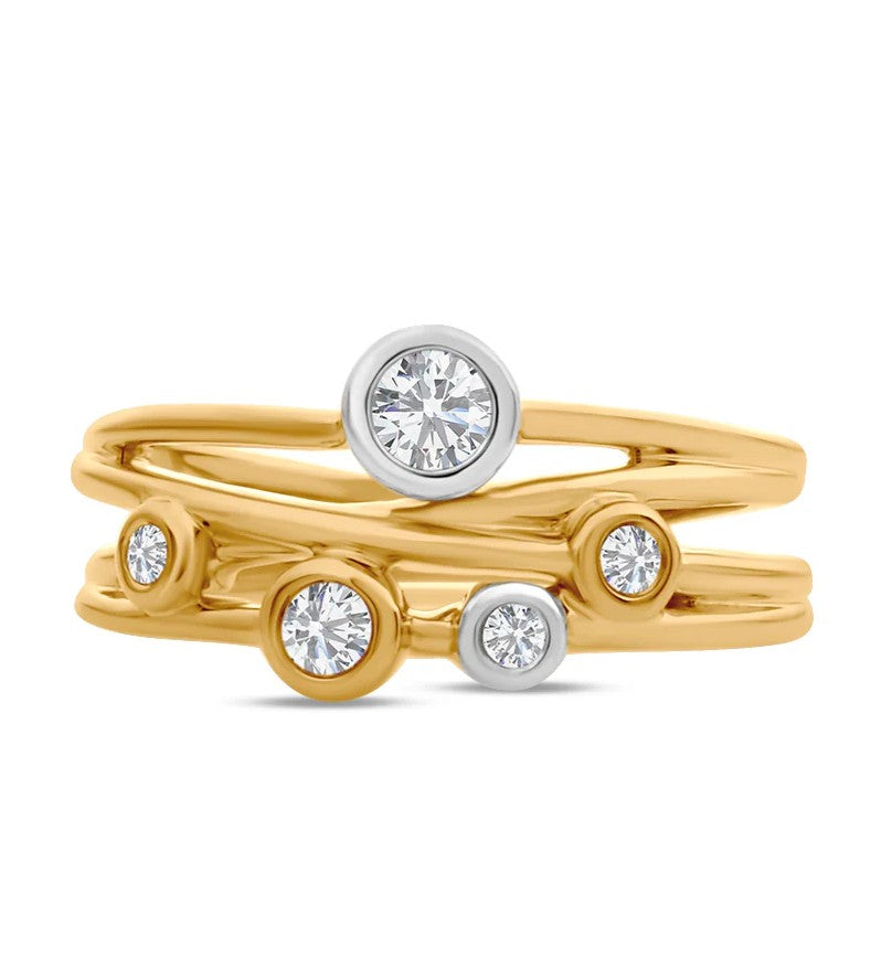 9ct 2T Diam Multi Bezel Crossover Wide Dreamtime Ring