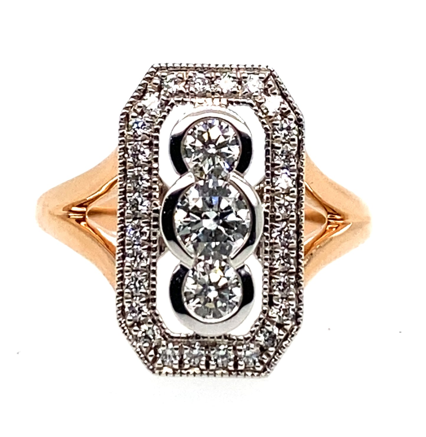18ct White and Rose Gold Art Deco Style Ring