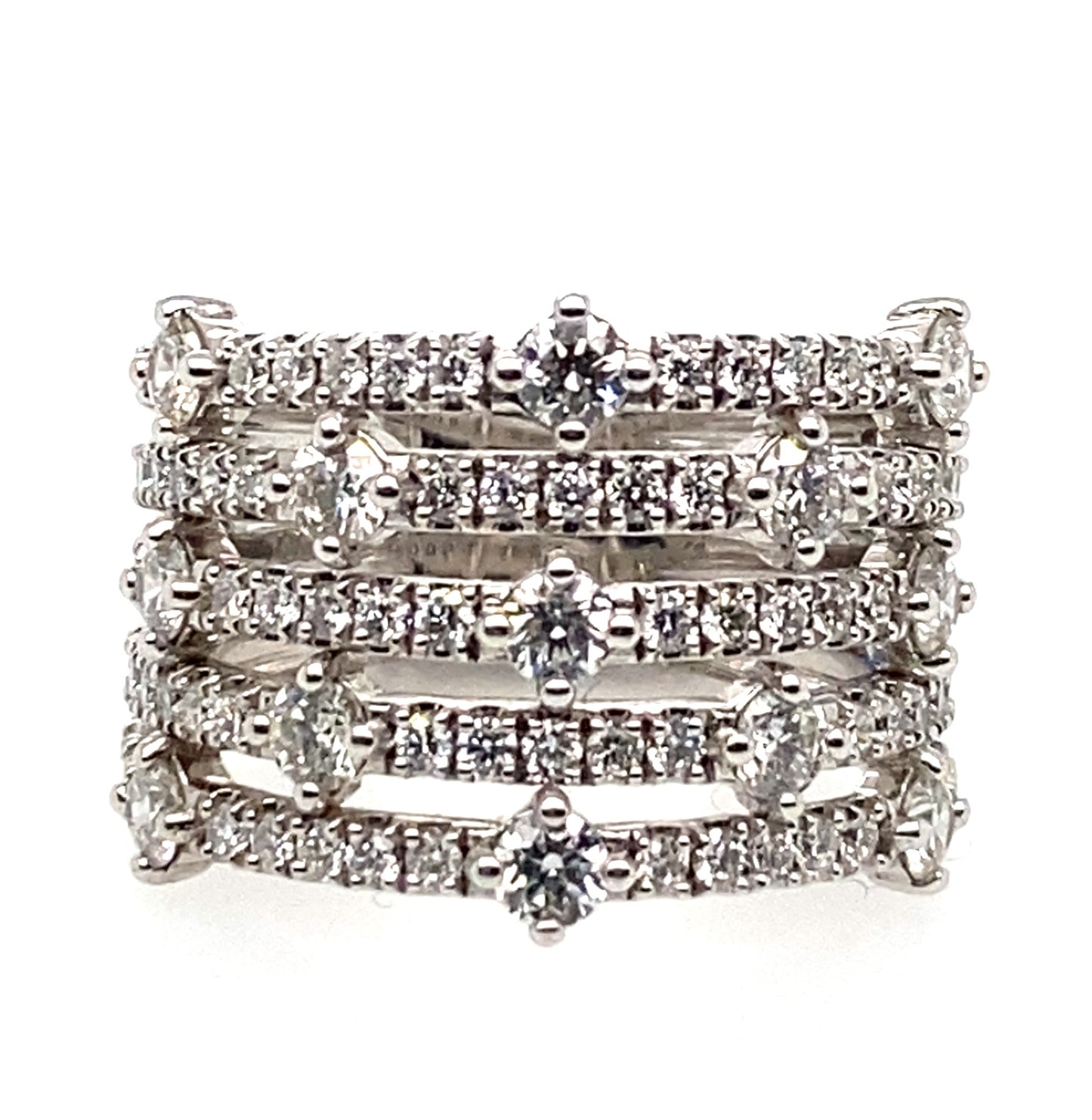 18ct White Gold Multi Row Diamond Ring 89=1.80ct GSI