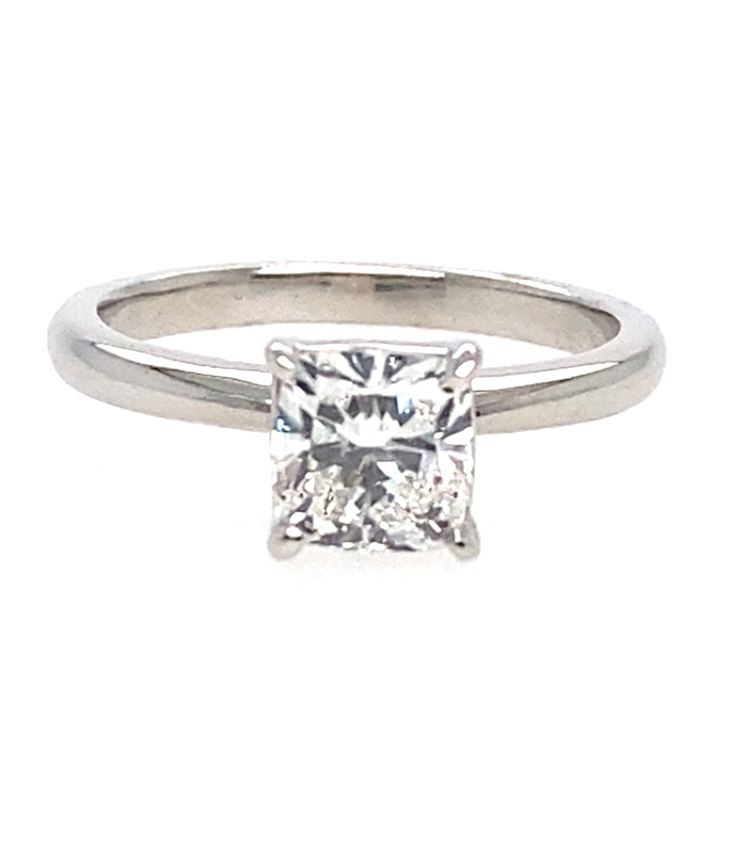 9ct White Gold Cushion Cut Diamond Solitaire Ring