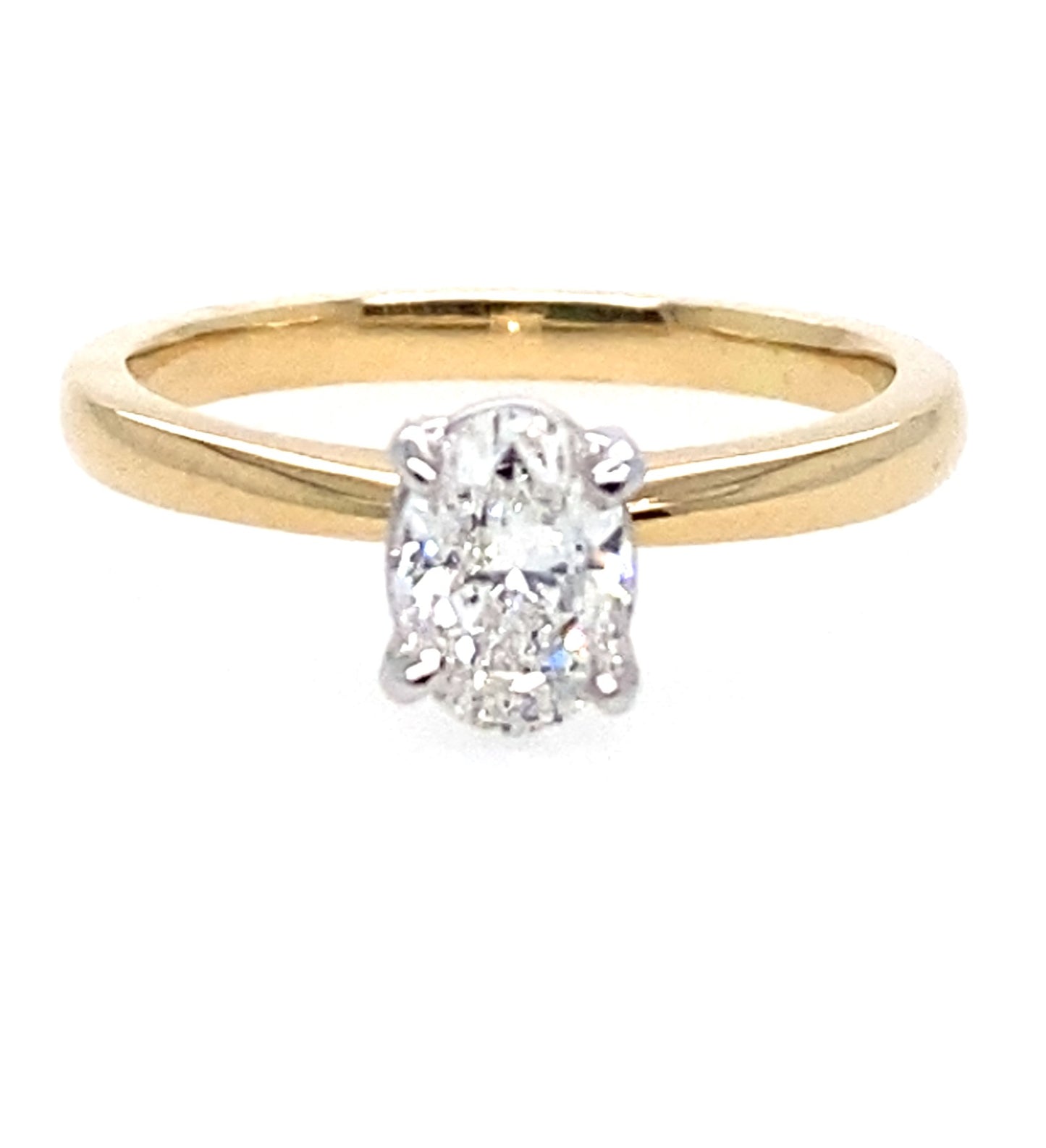 18ct 2Tone Gold Diamond Oval Solitaire Ring