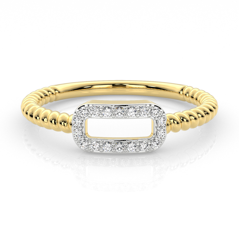 9ct Yellow Gold Open Diamond Rectangle Ring
