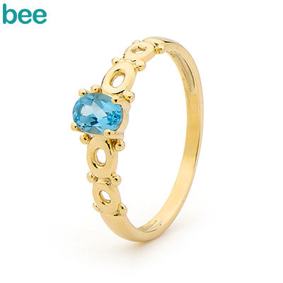 9ctYellow Gold Blue Topaz Ring