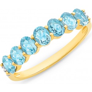 9ct Yellow Gold Blue Topaz and Diamond Dress ring