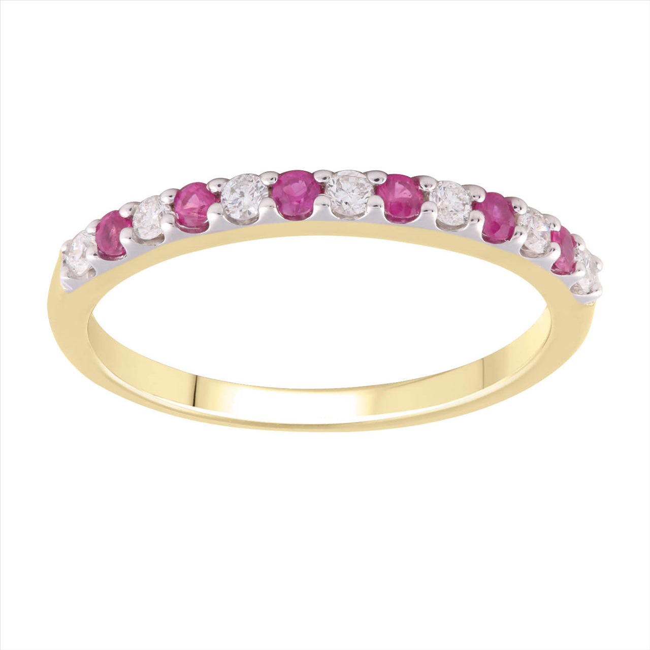 9ct Yellow Gold Ruby & Diamond Ring