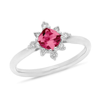 9ct White Gold Pink Tourmaline and Diamond Ring