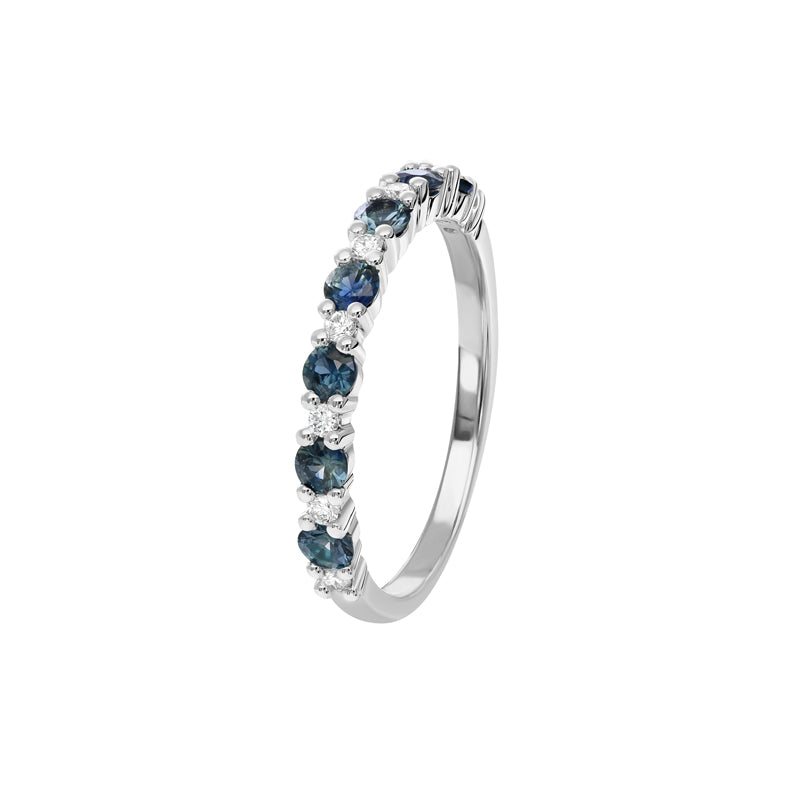 18ct White Gold Teal Sapphire & Diamond Ring