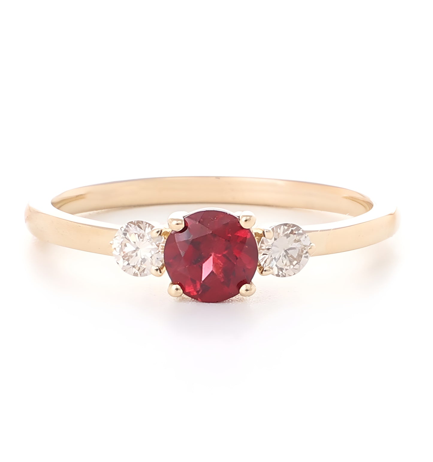 9ct Yellow Gold Garnet & Diamond Ring
