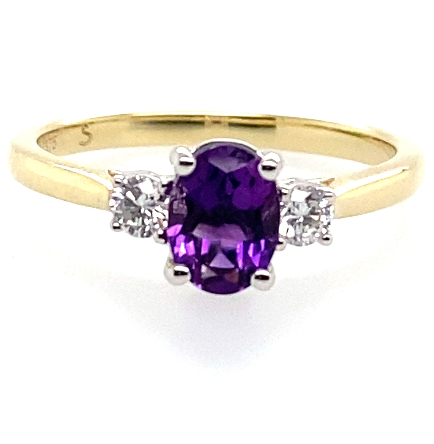 9ct Yellow Gold Oval Amethyst Ring