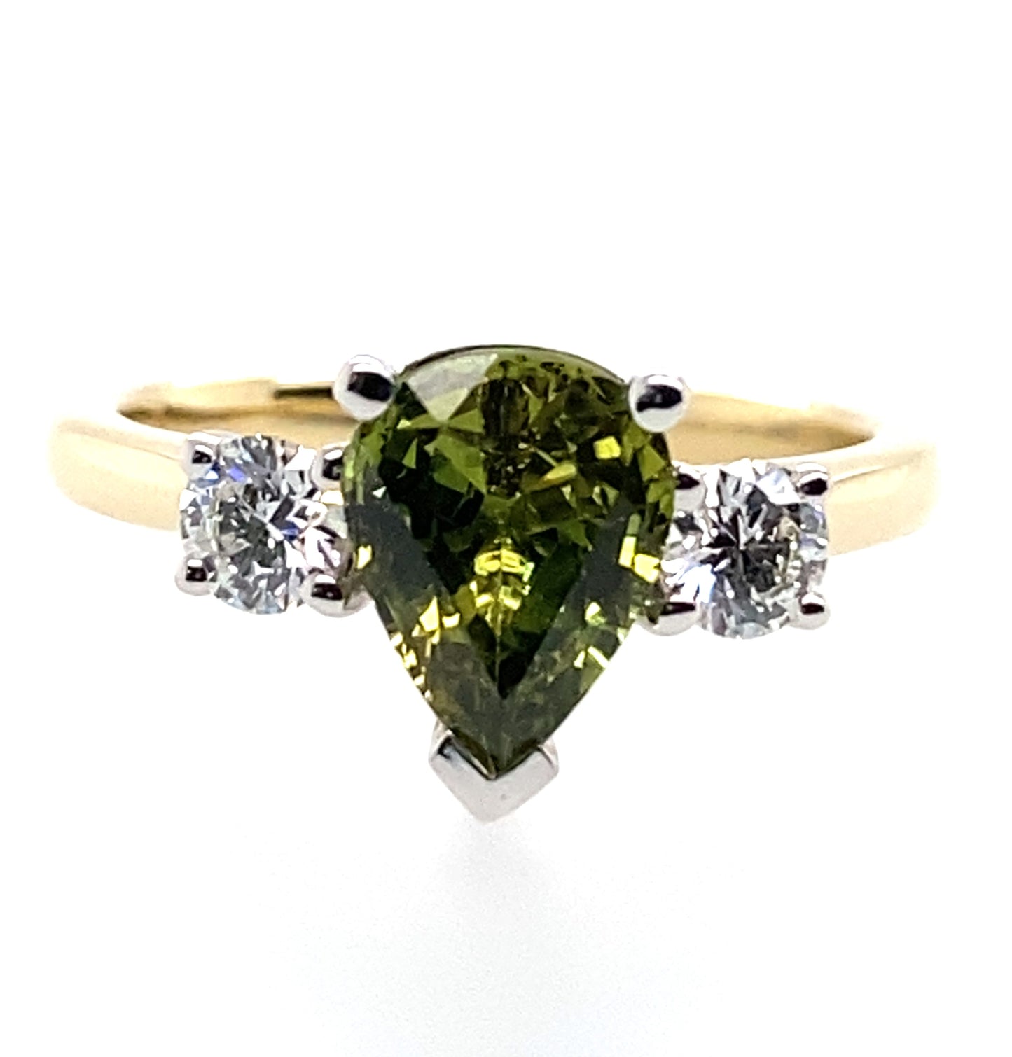 18ct Yellow Gold Band White Gold Setting Parti Sapphire Ring
