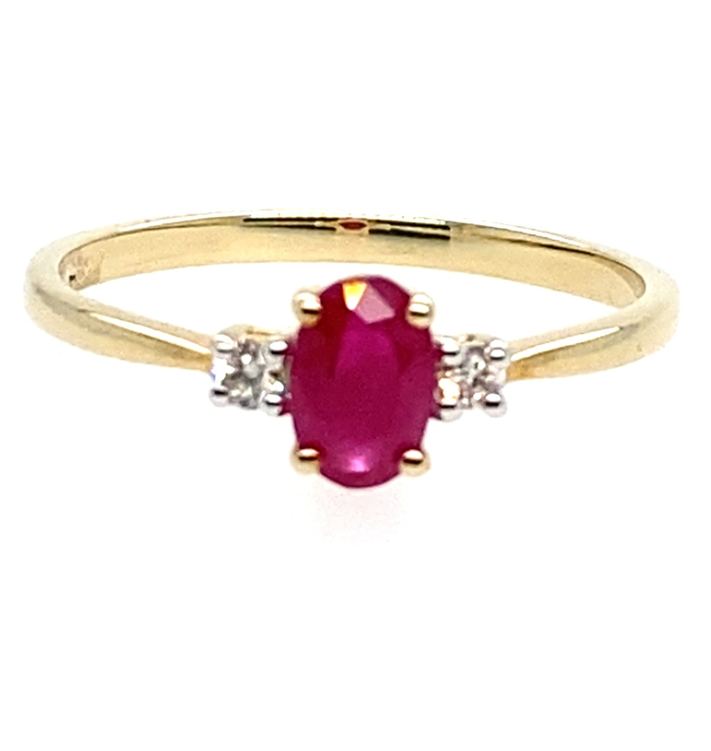 9ct Yellow Gold Ruby & Diamond Ring