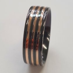 Gents Zirconium & 9ct Rose Gold Ring