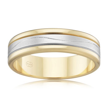 9ct Yellow and White Gold Patterned Wedder