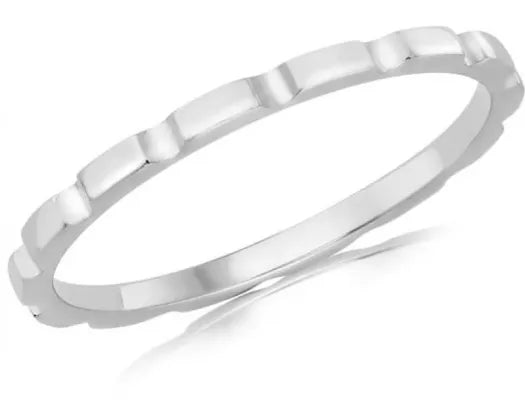 9ct White Gold Brick Stacker Ring
