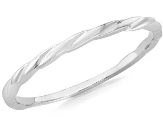 9ct White Gold Twist Slim Stacker Ring