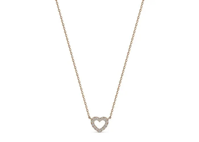 9ct Rose Gold Diamond Heart Pendant