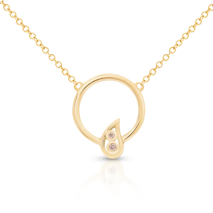 Dreamtime 9ct Yellow Gold Diamond Circle w Tear Drop