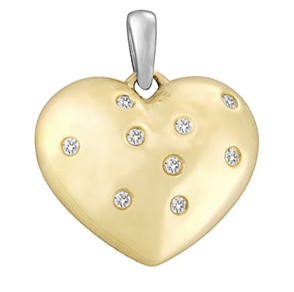 9ct Yellow Gold Diamond Heart Pendant